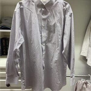 Men's Roundtree & Yorke Gold Label Blue/Brown/White Dress Shirt